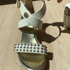 STUART WEITZMAN studded cross strap sandals
